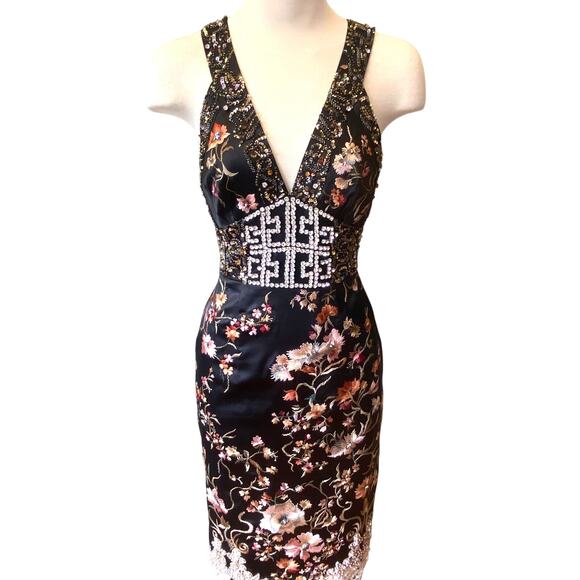 Mandalay Y2K Embellished Black Halter Midi Dress. Size 6 - Picture 1 of 11